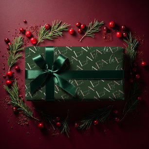 Fa La La Green & Pink Typografic Christmas Carol Geschenkpapier