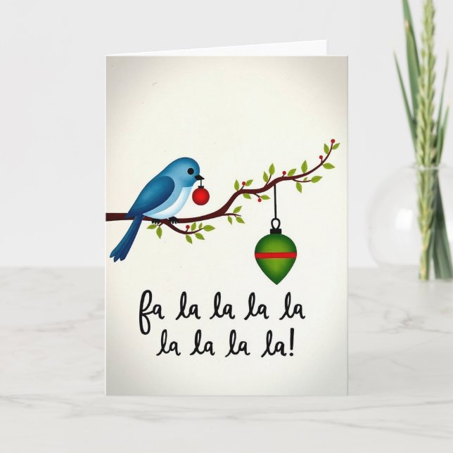 Fa La La Holiday Bird Karte (Vorderseite)