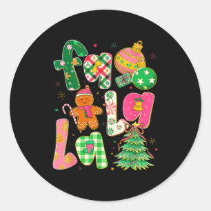Fa La La Kokette Weihnachts-Gingerbread-Baum Runder Aufkleber