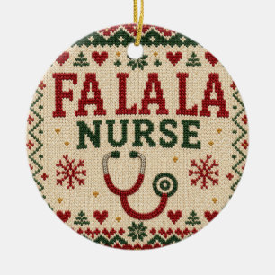 Fa la la Krankenschwester Festive Hässlicher Weihn Keramik Ornament