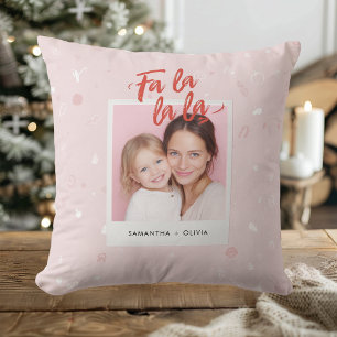 Fa La La La Blush Pink Modernes Foto Kissen