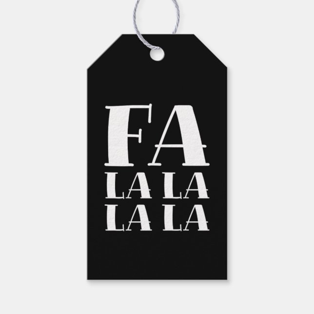 FA LA LA LA Bold Festive Black & White Christmas Geschenkanhänger (Vorderseite)