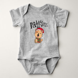Fa La La La Christmas Cat Singing Baby Bodysuit Strampler