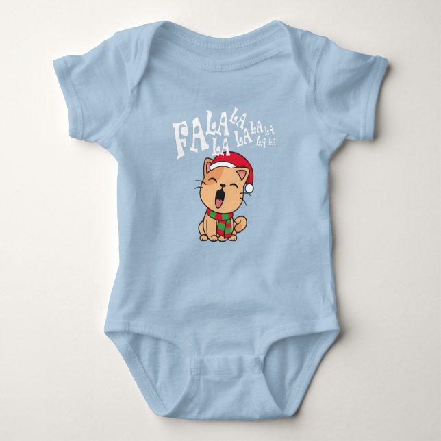 Fa La La La Christmas Cat Singing Baby Bodysuit Strampler (Vorderseite)