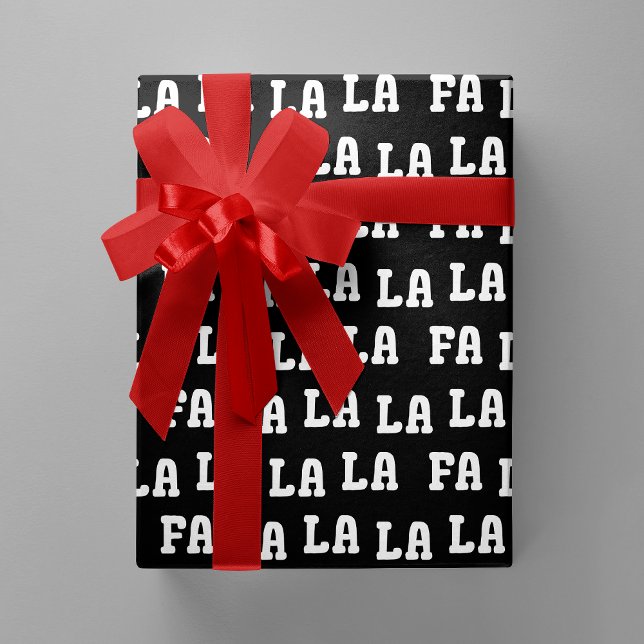 Fa La La La La Black & White Playful Christmas Geschenkpapier (Fa La La La La Black & White Playful Christmas Wrapping Paper)