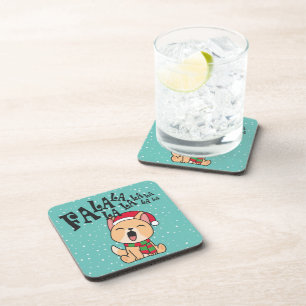 Fa La La La La Christmas Dog Singing   Coaster Getränkeuntersetzer
