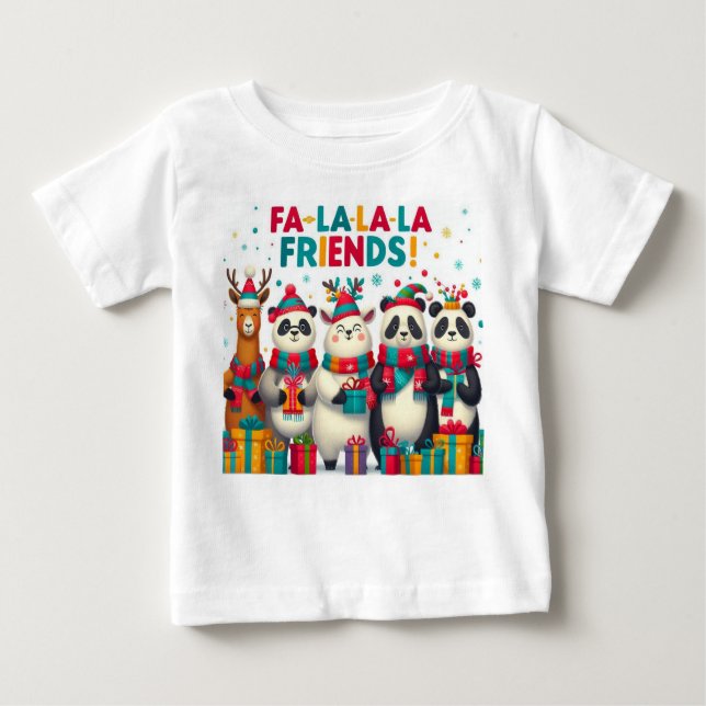 Fa-La-La-La-La-Friends! - Adorable Weihnachtstiere Baby T-shirt (Vorderseite)