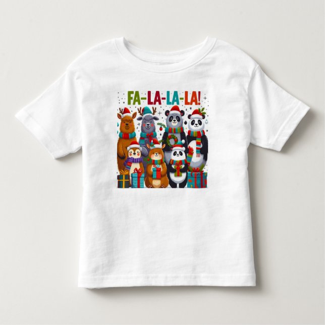 Fa-La-La-La-La-Friends! - Adorable Weihnachtstiere Kleinkind T-shirt (Vorderseite)