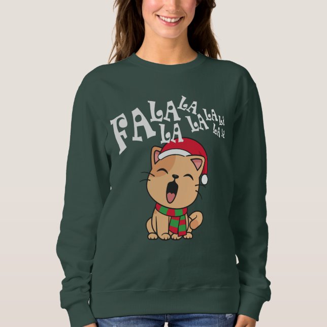Fa La La La La La Christmas Cat Gesang T - Shirt (Vorderseite)