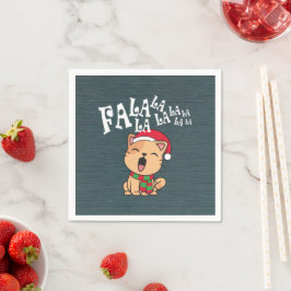 Fa La La La La La La Christmas Cat singen | Napkin Serviette