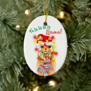 Fa-La-La-La-La-Lama-Weihnachten Keramik Ornament