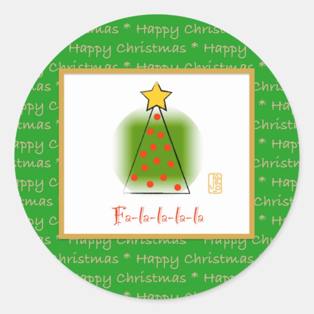 Fa-la-la-la-la-Mod Weihnachtsbaum Runder Aufkleber (Vorderseite)