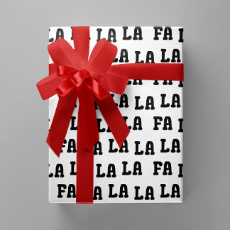Fa La La La La White & Black Playful Christmas Geschenkpapier
