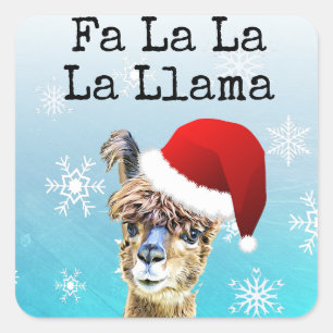 Fa La La La Lama Lustiges Alpaka Weihnachten Quadratischer Aufkleber