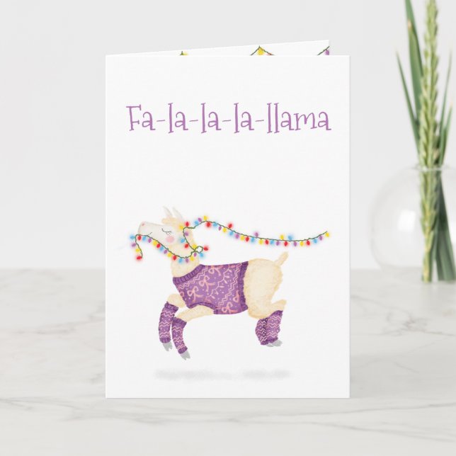 Fa-la-la-la-llama cute Christmas card Karte (Vorderseite)