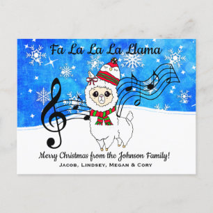 Fa La La La LLama Personalisierte Weihnachten Postkarte
