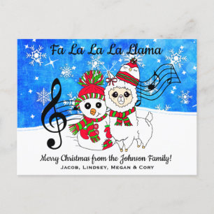 Fa La La La LLama Personalisierte Weihnachten Postkarte