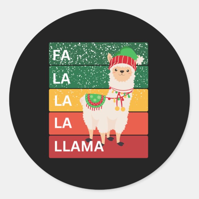 FA LA LA LA LLAMA RUNDER AUFKLEBER (Vorderseite)