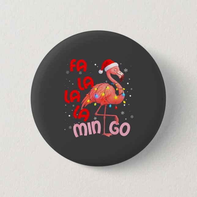 Fa La La La Mingo Flamingo Christmas Men Women Kid Button (Vorderseite)