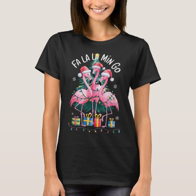 Fa La La La Mingo Flamingo Christmas Shirt Women K (Vorderseite)