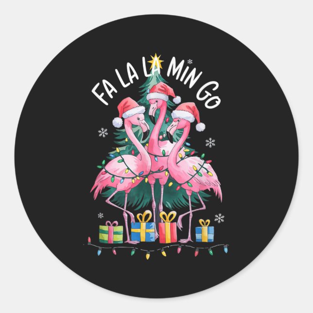 Fa La La La Mingo Flamingo Christmas Shirt Women K Runder Aufkleber (Vorderseite)