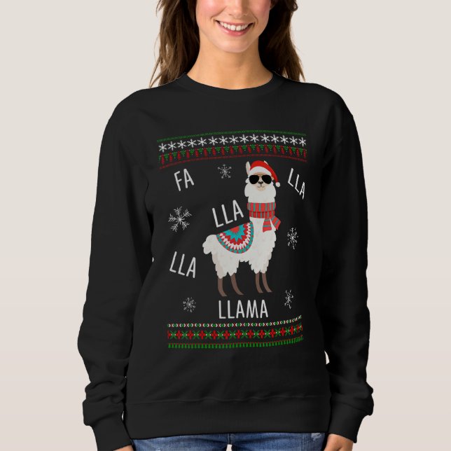 Fa La La La Niedlich Llama Ugly Christmas Sweater  Sweatshirt (Vorderseite)