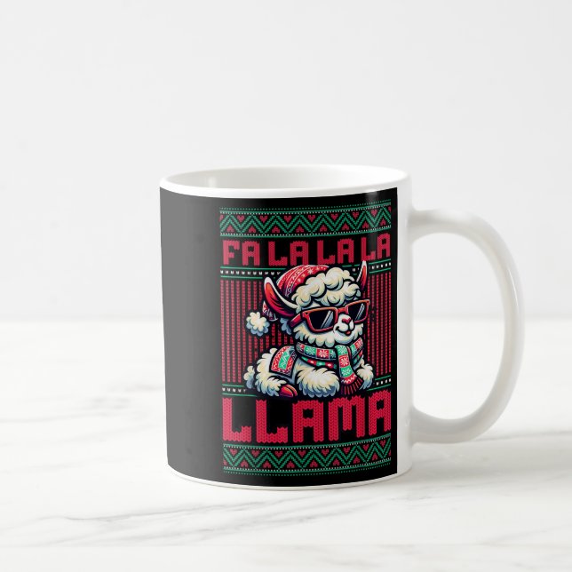Fa La La La Party Llama Funny Christmas Ugly Sweat Kaffeetasse (Rechts)