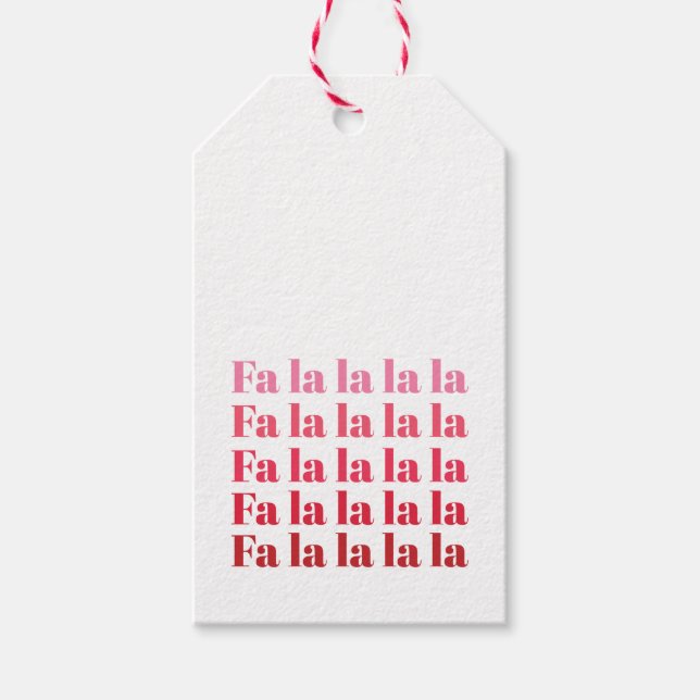 "Fa La La La" Pink Weihnachtsmarken Geschenkanhänger (Vorderseite)