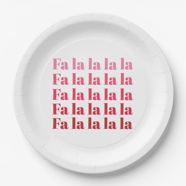 "Fa La La La" Pink Weihnachtsscheibe Pappteller (Vorderseite)
