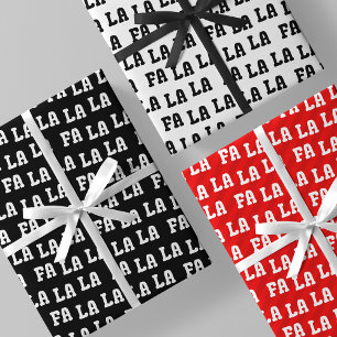 Fa La La La Schwarz, Weiß & Rot Chic, Stylisch & L Geschenkpapier Set