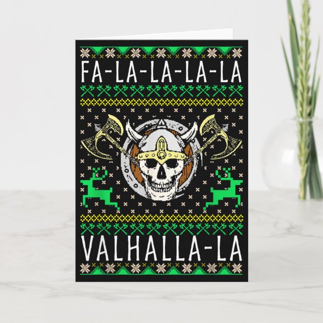Fa-la-la-la Walhalla-la Wikinger Gott Hässliches W Karte (Vorderseite)