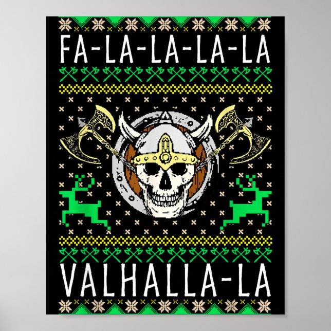 Fa-la-la-la Walhalla-la Wikinger Gott Hässliches W Poster (Vorne)