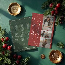 FA LA LA LA Wavy Modernes Minimal 3 Foto Collage Feiertagskarte