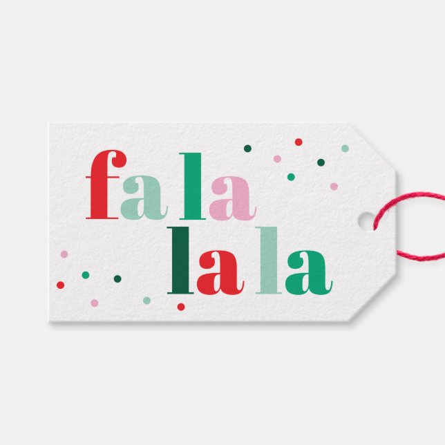 Fa La La La Weihnachtsgeschenk-Anhänger Geschenkanhänger (Vorderseite (Horizontal))
