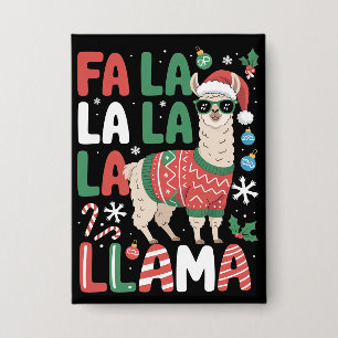 Fa La La Lama Lustiges Lama Weihnachten Tierliebha Button