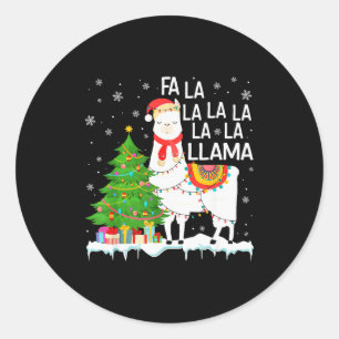 Fa La La Lama Weihnachten Lustige Xmas Pyjamas Tie Runder Aufkleber