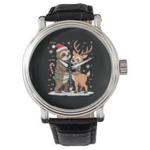 Fa La La Lama Weihnachtsbeleuchtung Faultier Reit Armbanduhr