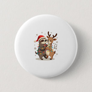 Fa La La Lama Weihnachtsbeleuchtung Faultier Reit Button