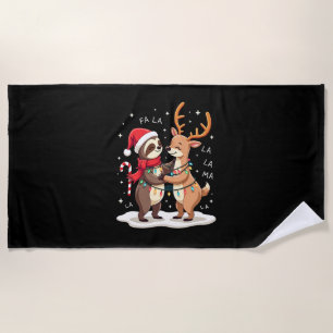 Fa La La Lama Weihnachtsbeleuchtung Faultier Reit Strandtuch