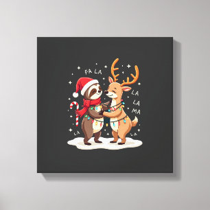 Fa La La Lama Weihnachtsbeleuchtung Faultier Reitl Leinwanddruck