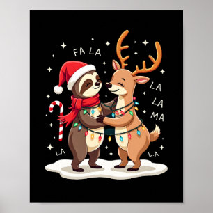 Fa La La Lama Weihnachtsbeleuchtung Faultier Reitl Poster
