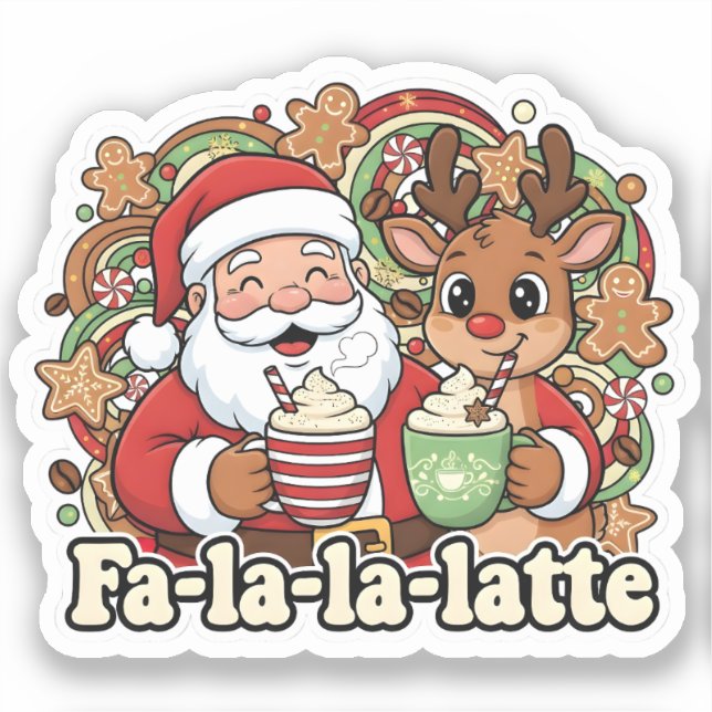 Fa-la-la-Latte Aufkleber (Vorderseite)