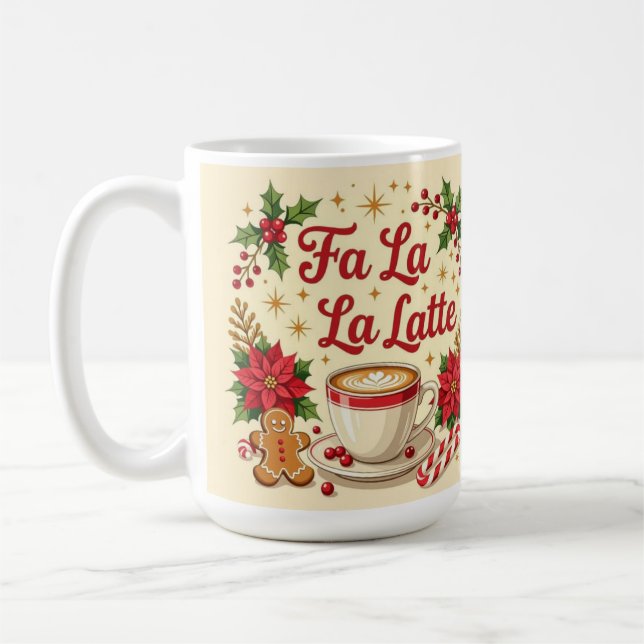Fa la la Latte Ingwer-Männer-Kekse Kaffeetasse (Links)