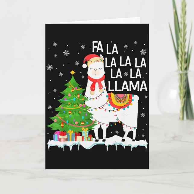 Fa La La Llama Christmas Funny Xmas Pajamas Animal Karte (Vorderseite)