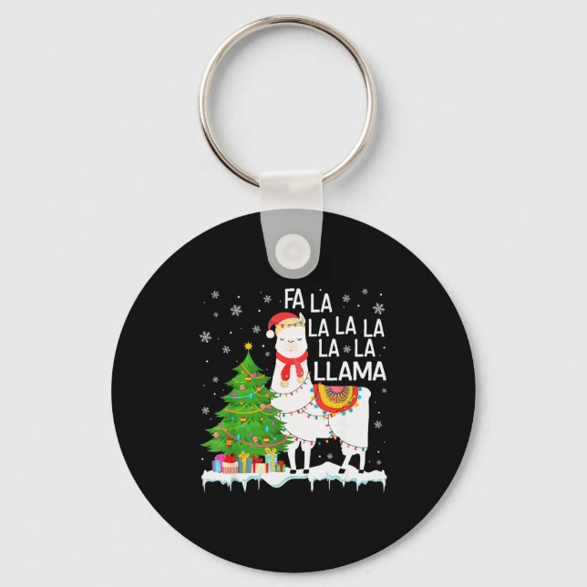 Fa La La Llama Christmas Funny Xmas Pajamas Animal Schlüsselanhänger (Vorderseite)