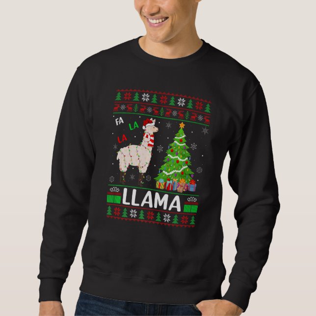 Fa La La Llama Lighting Xmas Tree Ugly Llama Chris Sweatshirt (Vorderseite)