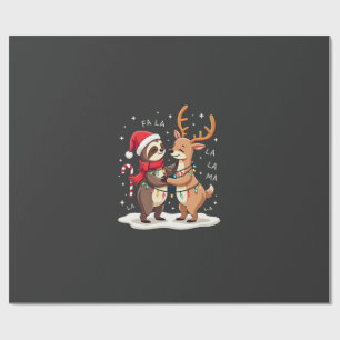 Fa La La Llama Weihnachtsbeleuchtung Faultier Reit Geschenkpapier