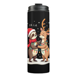 Fa La La Llama Weihnachtsbeleuchtung Faultier Reit Thermosbecher
