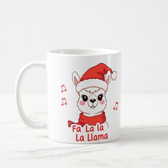 Fa La La Llama White Deh Weihnachtskaffee Tasse (Links)