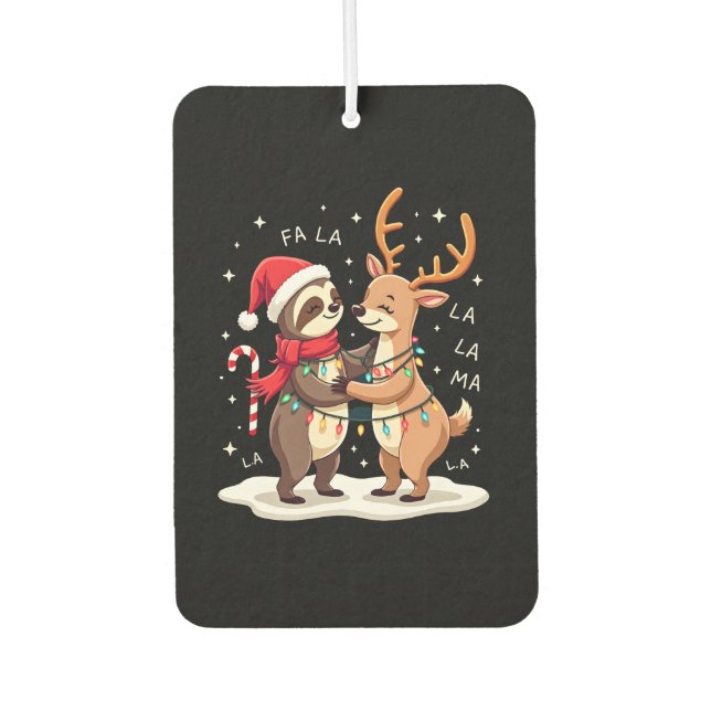 Fa La La Llama Xmas Lights Sloth Riding Llama Chri Autolufterfrischer (Vorderseite)